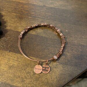 Rose Tone Alex & Ani Paw Print Beaded Bangle